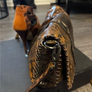Zara Woven snakeskin Leather shoes and  Bag in Brown and Orange